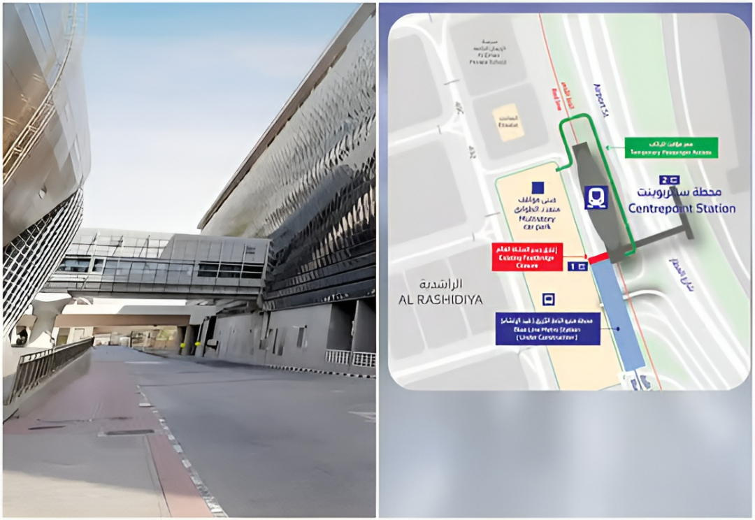 Footbridge at Dubai Metro Centrepoint Station Temporarily Closes for Blue Line Construction